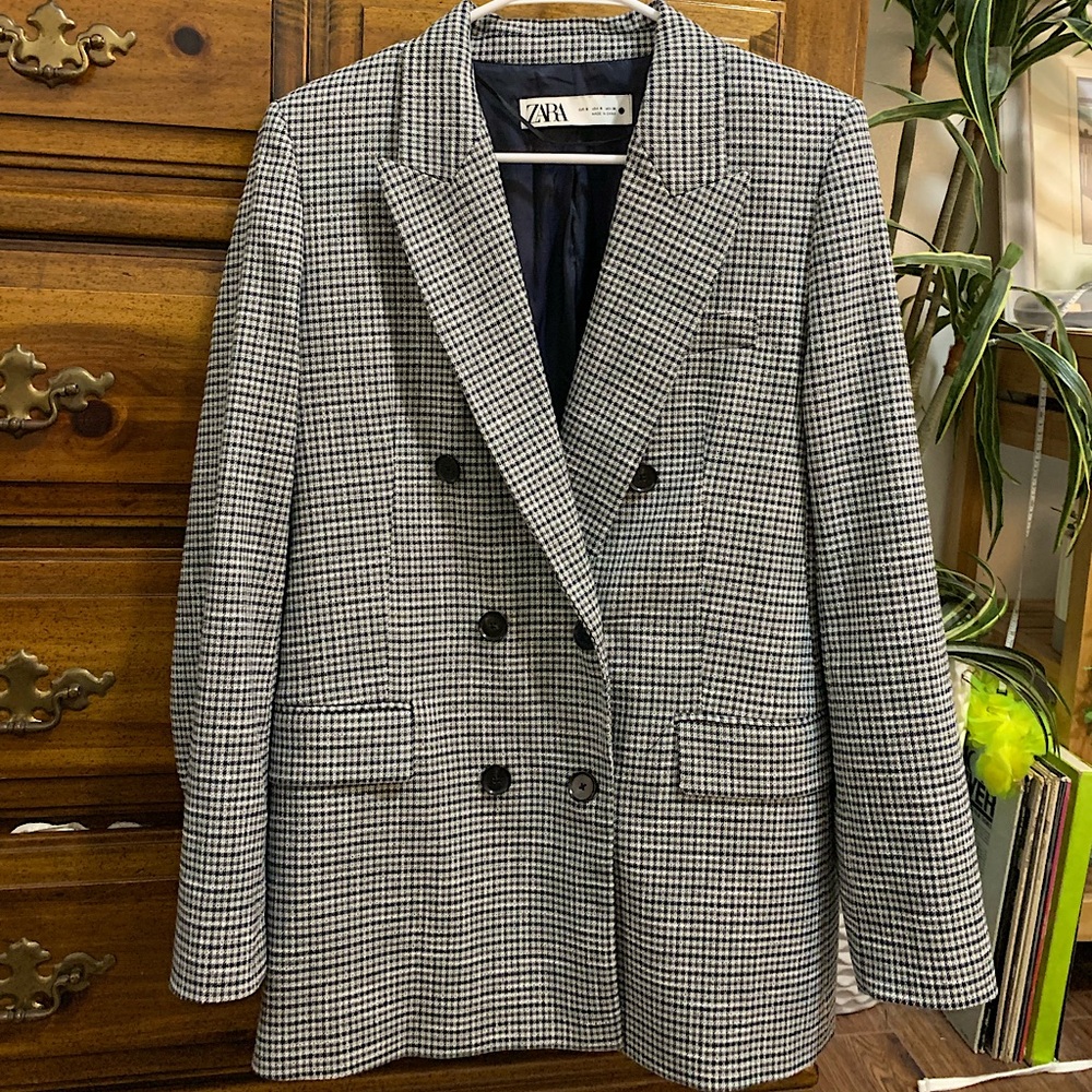 ZARA BLAZER PLAID - GREY - SMALL